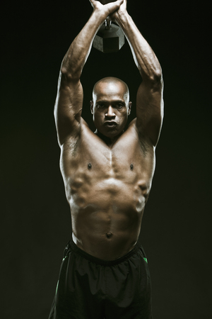 African American man weight liftingの写真素材