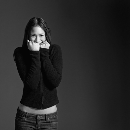 Caucasian woman laughingの写真素材