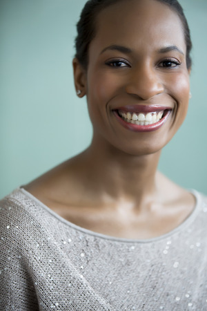 Close up of woman's smiling faceの写真素材