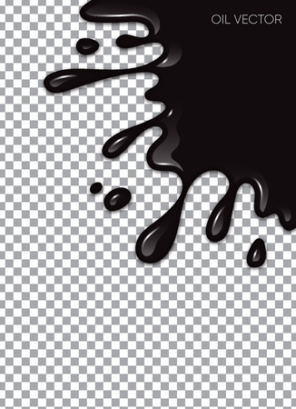 Realistic black oil isolated on transparent background. Vector illustration.のイラスト素材