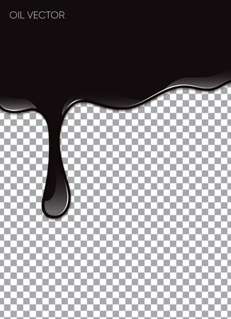 Realistic black oil isolated on transparent background. Vector illustration.のイラスト素材