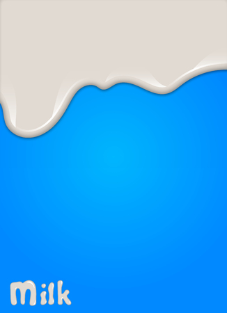 Realistic milk drop, splashes, liquid isolated on blue background. vector illustrationのイラスト素材