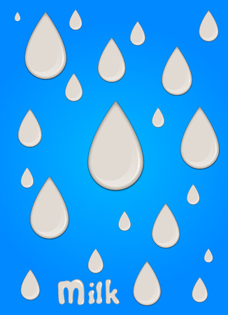 Realistic milk drop, splashes, liquid isolated on blue background. vector illustrationのイラスト素材
