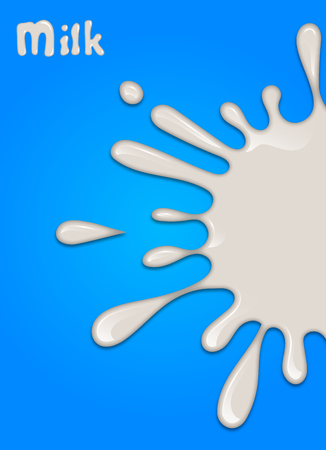 Realistic milk drop, splashes, liquid isolated on blue background. vector illustrationのイラスト素材