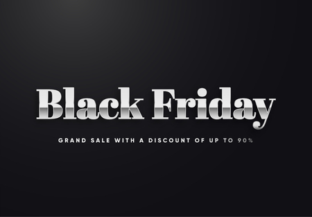 Black Friday silver letters vector illustrationのイラスト素材