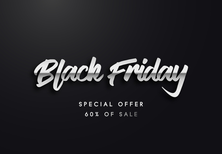 Black Friday silver letters vector illustrationのイラスト素材