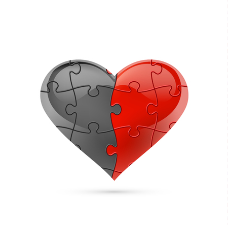 Colorful vector puzzle heart.のイラスト素材