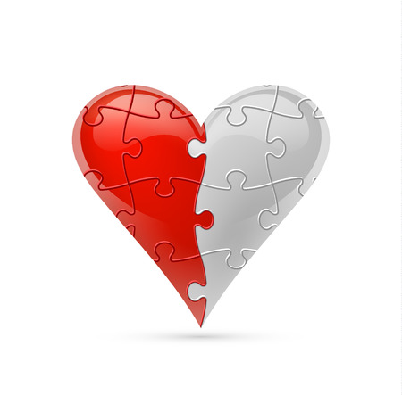 Colorful vector puzzle heart.のイラスト素材