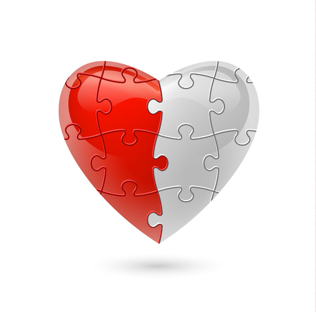 Colorful vector puzzle heart.のイラスト素材