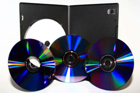 CD DVD record write rewrite +RW box slim upper view white background weak shadow