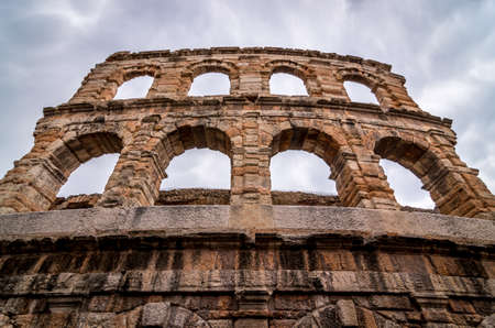 Verona, Italy. The Verona Arena is a Roman amphitheater in the city center, built in the first century, Verona, Italyの写真素材