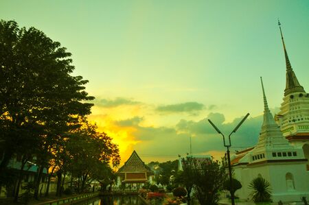 Sunset at the templeの写真素材