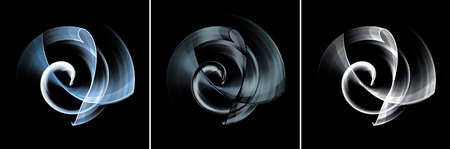 Set of images of abstract engine blades on a black background. Fractal image for the logo. 3D...