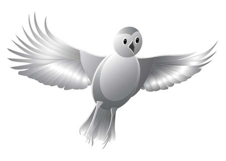 Stylized monochrome bird isolated on a white background. The bird takes off. Cut out of paper. 3D illustrationのイラスト素材