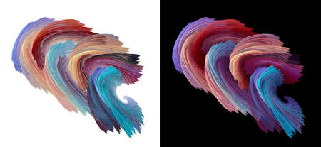 Set of two abstract fractal backgrounds. Bunches of multi-colored arcs wrapped in a spiral on a...