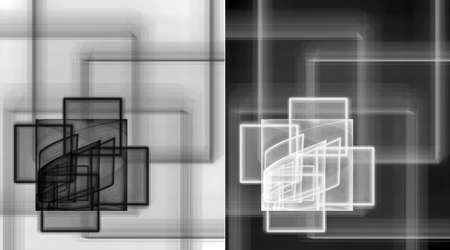 Set of black and white abstract fractal backgrounds with squares and other geometric shapes. 3D rendering. 3d illustrationの写真素材