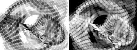 Set of monochrome black and white abstract fractal backgrounds with a network of square cells. Backgrounds for technologies. 3d rendering. 3d illustration.の写真素材