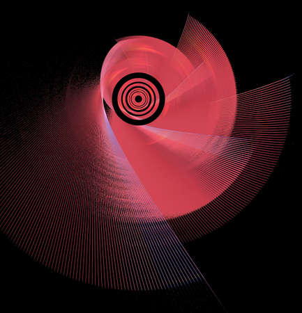 The pink fan blades spin rapidly in a circle against a black background. Graphic design element. 3d...
