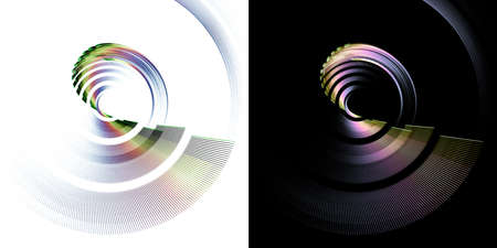 An abstract fan spins in a circle, forming arched lines on white and black backgrounds. Collection...