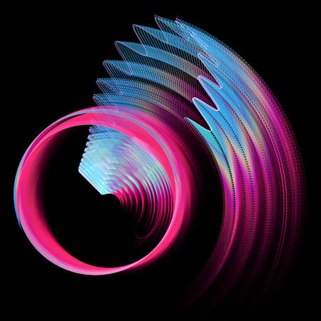 Colorful striped, zigzag and circular elements are beautifully arranged on a black background....