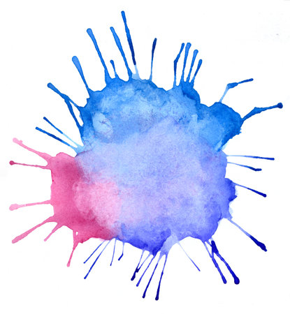 Blue and pink blots on a white background. Abstract watercolor background with spots. Illustration.の写真素材