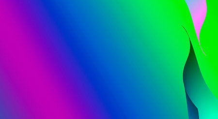 Abstract colorful gradient background. Two wavy sharp petals are directed towards each other and...