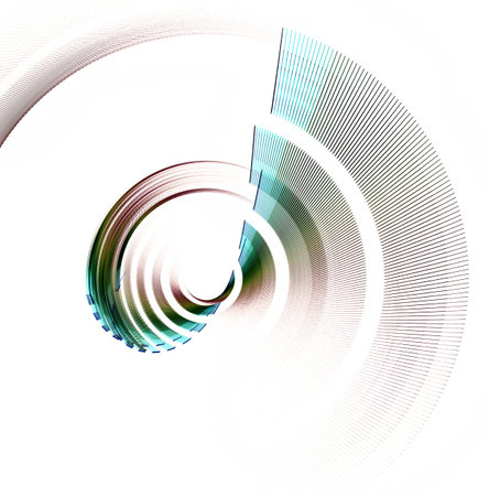 A light striped spiral of arc fragments is wrapped on a white background. Icon, logo, symbol, sign. 3D rendering. 3D illustration.の写真素材