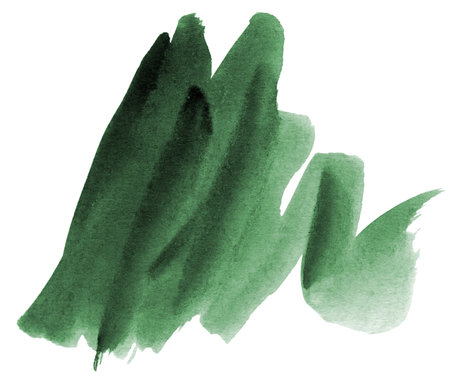 Green watercolor zigzag daub on a white background. Watercolor abstract texture. Illustration.の写真素材