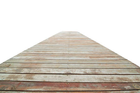 Wooden pier isolated in whiteの写真素材