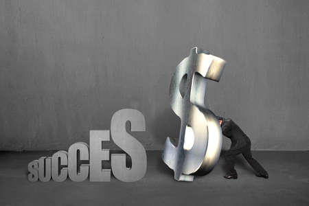 Pushing heavy metal money symbol for success