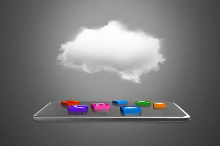 App blocks on smart tablet with white cloud.の写真素材