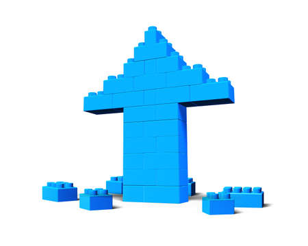 Arrow up shape of stack blocks, isolated on white background.