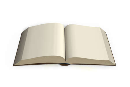 Book opening top view isolated in white background 3d illustration