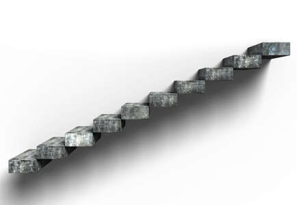 Old dirty concrete stairs, isolated on white background, 3D rendering.の写真素材