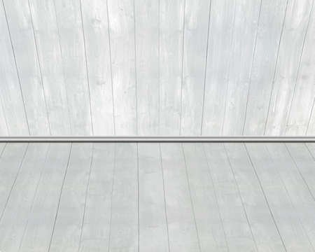 Empty room of old wood wall and floor with vertical striped, high angle view.の写真素材