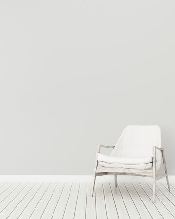 White room with armchair.Common space in house. modern interior design. 3d renderingの写真素材