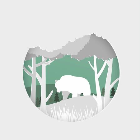 Wildlife animals with manipulation concept. Minimalism deign in paper cut and craft style.Vector illustrationのイラスト素材