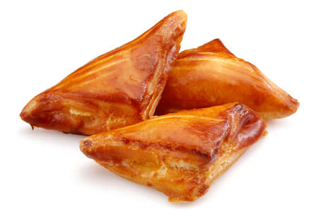 Puff Pastry Triangle Isolated on White Backgroundの写真素材