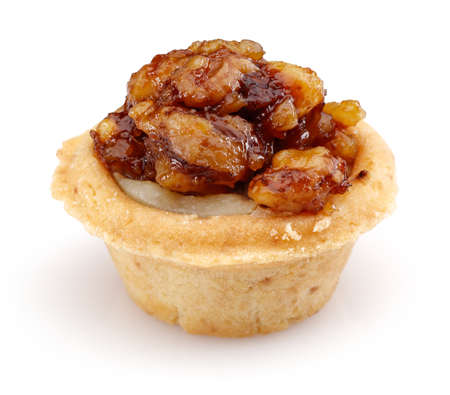 Walnut cupcake on isolated white backgroundの写真素材