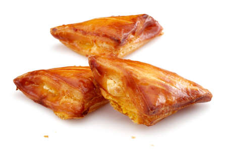 Puff Pastry Triangle Isolated on White Backgroundの写真素材