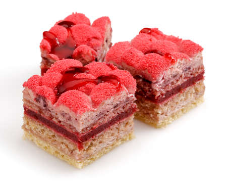 Blackberry and Strawberry cake on isolated white backgroundの写真素材