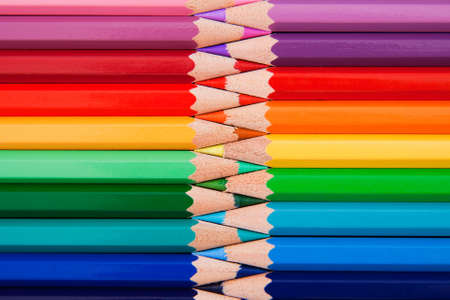 Colored pencils in zigzag position の写真素材