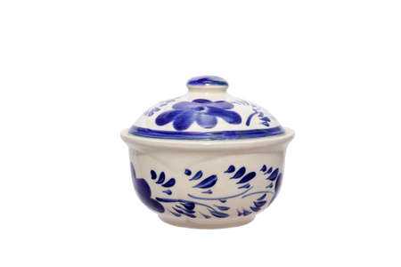 Ceramic bowl floral patterns isolated on white backgroundの写真素材