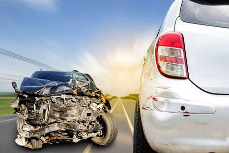 Car of accident make front windshield cracked and airbag explosion damaged at claim the insurance...