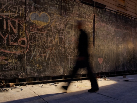 PRAGUE - NOVEMBER 17: Wooden boards on National Avenue with opinions of passers during celebrating 25 anniversary of the Velvet Revolution in Pragueのeditorial素材