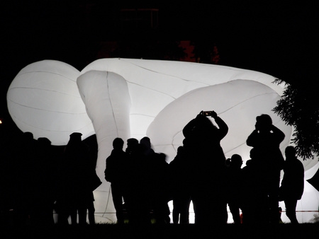 PRAGUE - OCTOBER 15, 2016: Installation Fantastic Planet by
Amanda Parer on Charles Square within the Prague Light festival Signalのeditorial素材