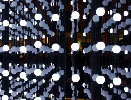 PRAGUE - OCTOBER 14, 2016: Close-up of installation 
Monolith powered by Mercedes-Benz
- Hyperbinary on Parizska street  within the Prague Light festival Signalのeditorial素材