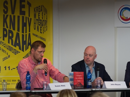 PRAGUE - MAY 12, 2017: Irish writer John Boyne during a discussion with visitors of the Book World Prague 2017 - 23rd International Book Fair and Literary Festivalのeditorial素材