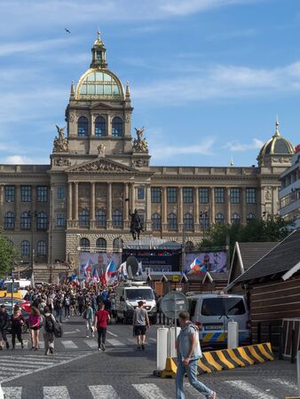 PRAGUE - APRIL 25, 2019: A meeting of representatives of European extremist parties took place in Prague on Wenceslas Square.のeditorial素材