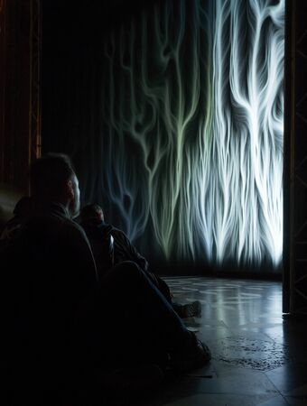 PRAGUE - OCTOBER 11, 2019: Installation Multiverse .pan by studio fuse in  Mirror Chapel of Clementinum on Signal Festival 2019.のeditorial素材